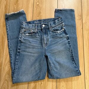 American Eagle Outfitters High Rise Straight Blue Jeans